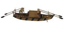 Wooden Ancient Old Small Ship Model Isolated On White Background