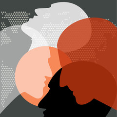 Wall Mural - People silhouettes, adult and child. Vector ilustration.