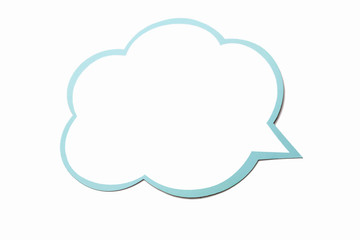 Wall Mural - speech bubble as a cloud with blue border isolated on white background. copy space