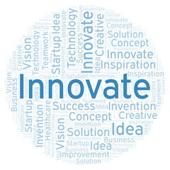 Innovate word cloud, made with text only.