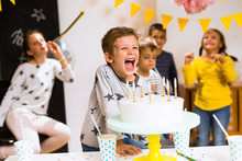Little Boy Having Fun On His Birthday Celebration