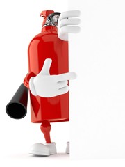 Poster - Fire extinguisher character pointing behind white board