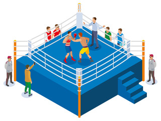 Poster - Boxing Ring Isometric Composition