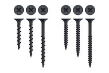 Set Of Self-tapping Screws For Wood And Metal, Isolated On White