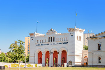 Bayerischer Bahnhof Railway Station Gates Building in Leipzig