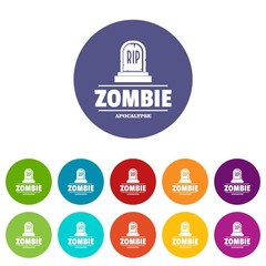 Wall Mural - Zombie death icons color set vector for any web design on white background