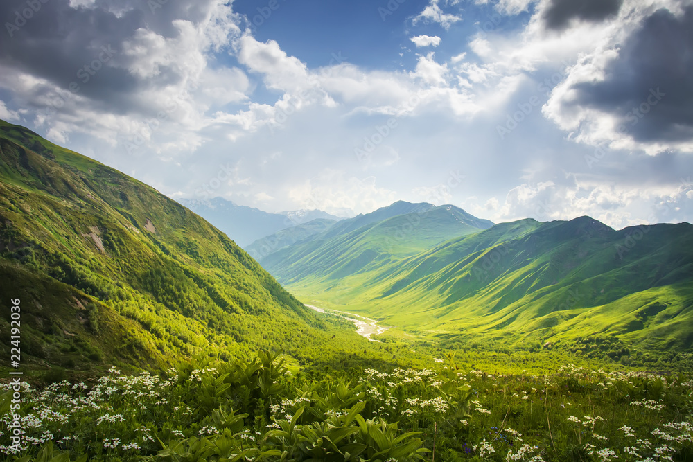 Mountains ranges. Mountain landscape in Svaneti, Georgia