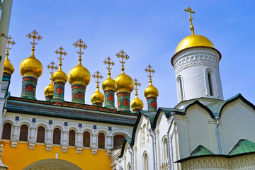 View of orthodox church at Kremlin in Moscow.