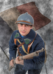 Wall Mural - French soldier 1914 1918 attack, November 11th