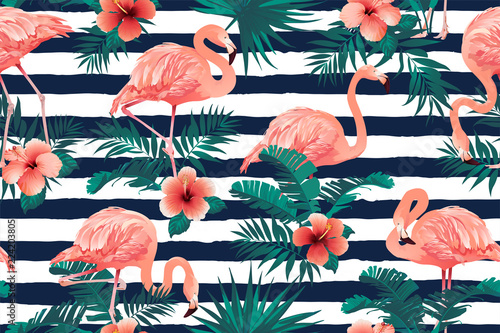 piekne-flamingo-ptak-tropikalne-kwiaty-tla-wektor-wzor