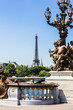Pont Alexandre III Bridge (details) and Eiffel Tower. Paris, France
