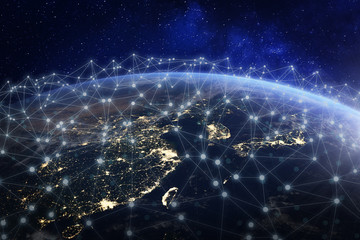 Wall Mural - asian telecommunication network connected over asia, china, japan, korea, hong kong, concept about i