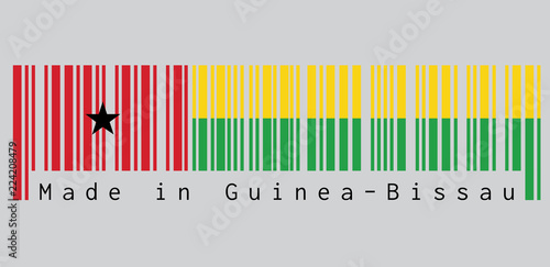Barcode Set The Color Of Guinea Bissau Flag Vertical Red Line