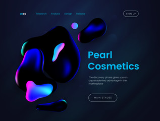 Wall Mural - Landing page template with a dark background, can be used for luxury branded perfumes, beauty salons, advertising creams and cosmetic web sites.
