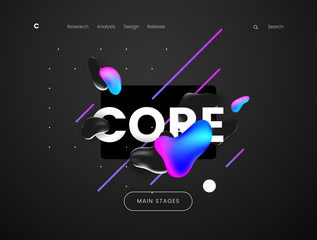 Wall Mural - Landing page template with a dark scifi background - Core, can be used for science, technology, engineering, electronics and futuristic cyberspace theme web sites.