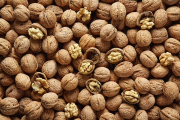 Wall Mural - Walnuts with and without shells (filling the picture)