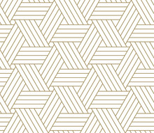 Modern Simple Geometric Vector Seamless Pattern With Gold Line Texture On White Background. Light Abstract Wallpaper, Bright Tile Backdrop.