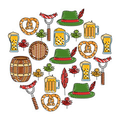 Poster - oktoberfest beer barrel hat pretzel pattern