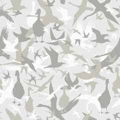 Seamless camouflage with flying birds