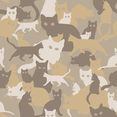 Wall Mural - seamless camouflage with cats