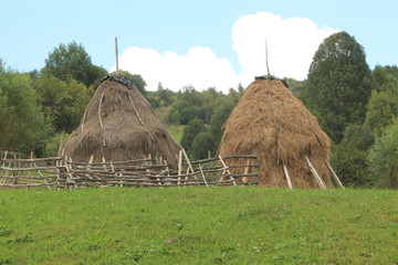 Haystacks in Piatra Craiului National Park, Romania