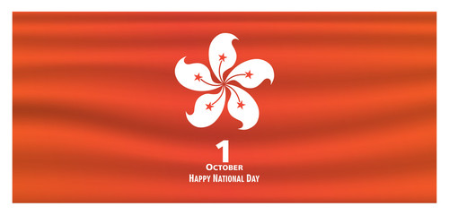 1 October. Hong Kong Happy National Day greeting card. background. vector illustration.