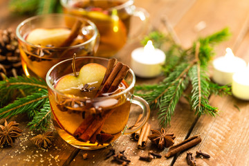 Wall Mural - Mulled cider with cinnamon, cloves and anise. Traditional Christmas drink