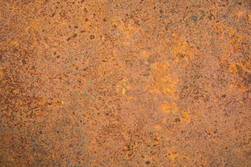 Wall Mural - Brown rust stains texture of the old white paint on rusty metal wall. Rusty metal background.