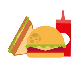 Poster - delicious fast food with sauce isolated icon