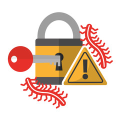 Sticker - security padlock worm key alert data protection