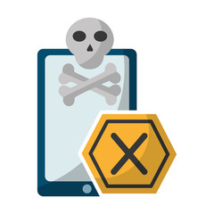 Sticker - smartphone skull danger alert board