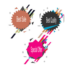 set of abstract star burst geometric sale banner or background vector