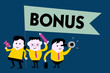 © Artur - Writing note showing Bonus. Business photo showcasing Reward for good performance Extra dividend and money added to wages.
