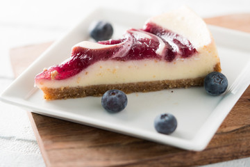 blueberry swirl cheesecake slice 