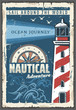 Beacon lighthouse vector nautical retro poster