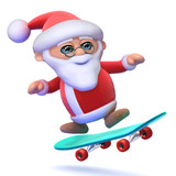 Fototapeta  - Vector 3d Santa on a skateboard