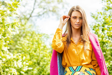 Poster - countryside and bright woman