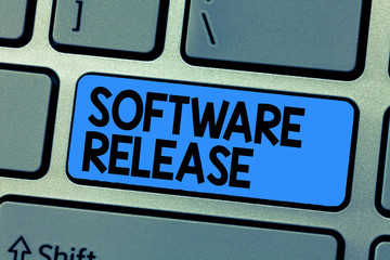 Wall Mural - text sign showing software release. conceptual photo sum of stages of development and maturity for p