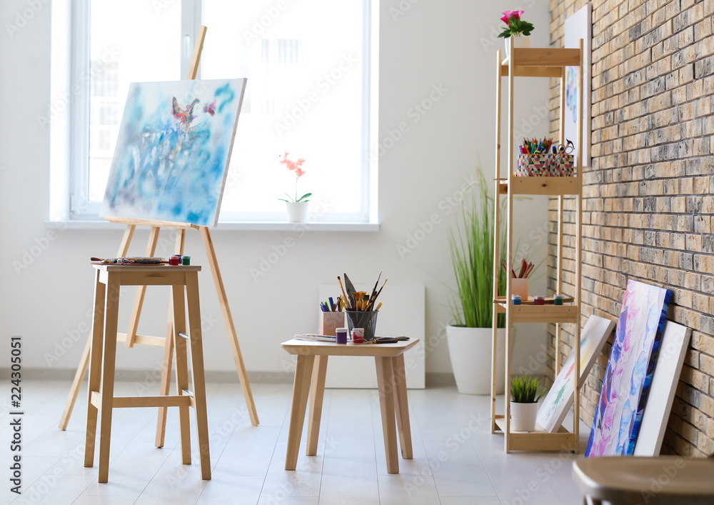 Interior of artist's workshop