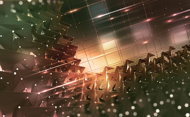 Fototapete - Dig Data concept. Information flows in cyberspace. Blockchain technology. Global digital network of the future. Technological background 3d illustration