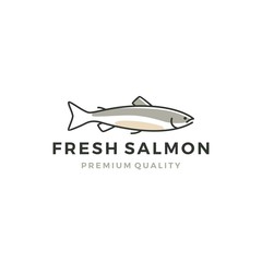 Sticker - salmon fish logo seafood label badge vector sticker download