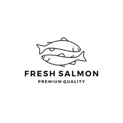 Wall Mural - salmon fish logo seafood label badge vector sticker download