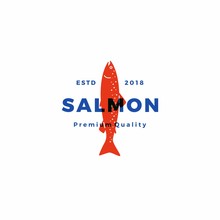 Salmon Fish Logo Seafood Label Badge Vector Sticker Download