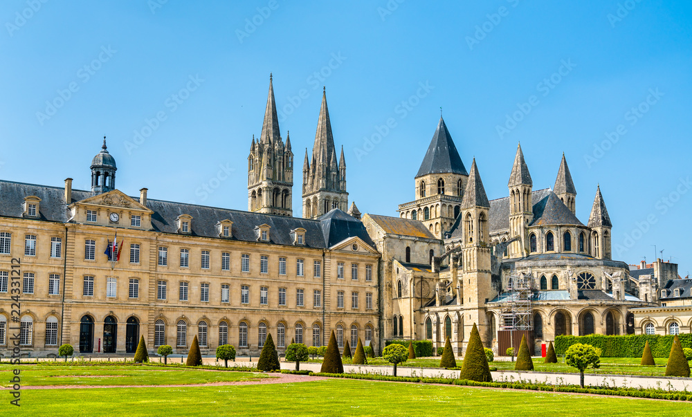 The city hall and the Abbey of Saint-Etienne in Caen, France - obrazy, fototapety, plakaty 