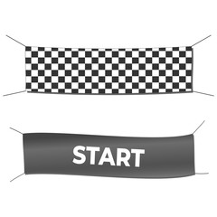Wall Mural - start and finish textile banners vector set. flag sport race, competition finishing. start and finis