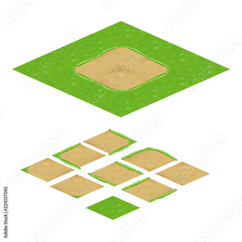 Fotografie, Obraz Terrain Isometric Texture for Mobile Game Development Assets