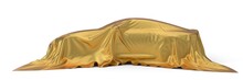 Golden Silk Covered Sport Car Concept. 3d Illustration