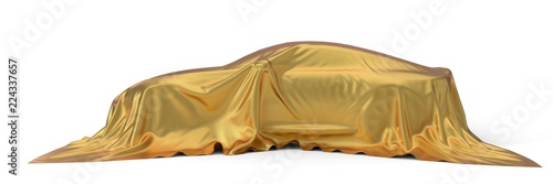 Cuadros en Lienzo golden silk covered sport car concept. 3d illustration