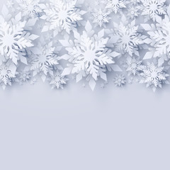 Wall Mural - vector merry christmas and happy new year greeting card design with white realistic 3d layered paper