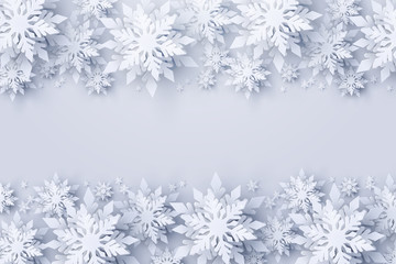 Wall Mural - vector merry christmas and happy new year greeting card design with white realistic 3d layered paper